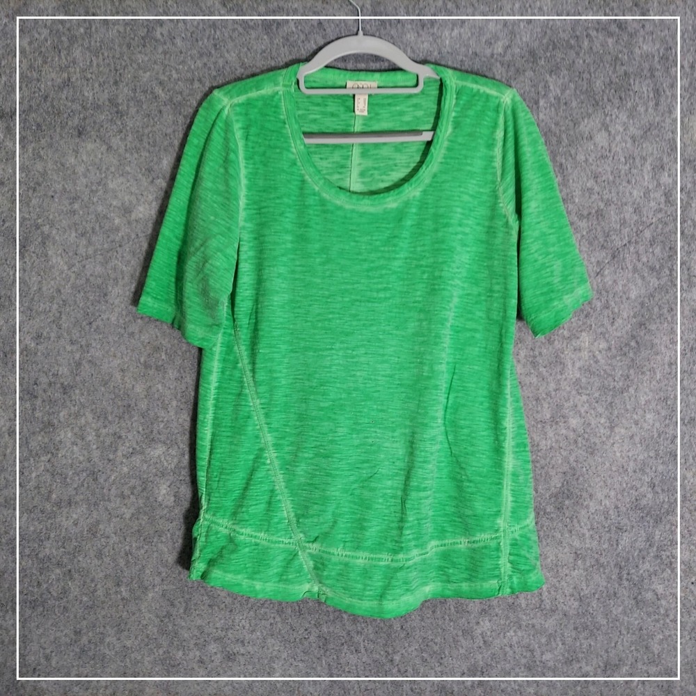 LOGO Lori Goldstein XS Green Tee Soft Burnout Relaxed Breathable Lightweight Fit